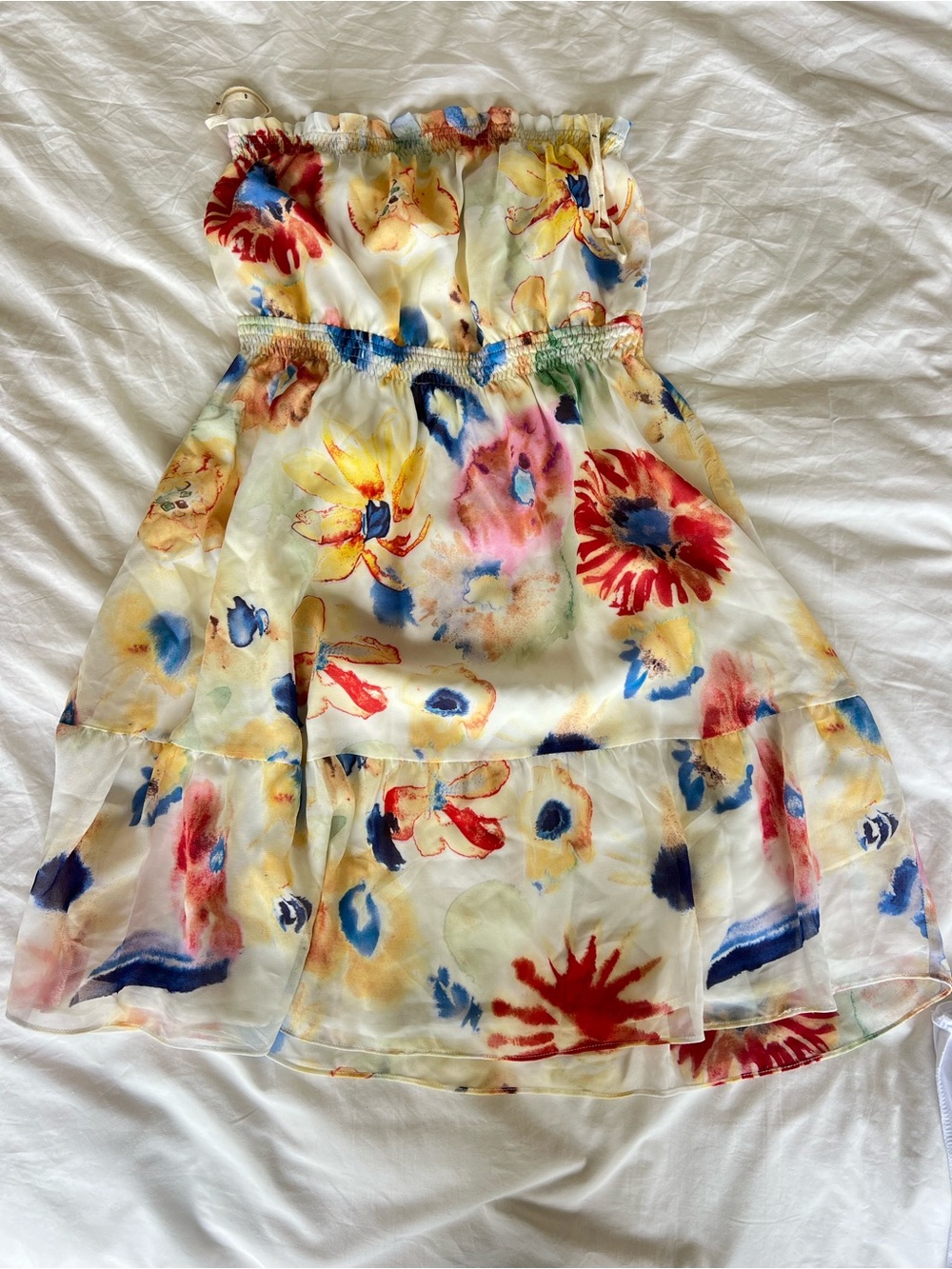 Quiksilver White Floral Swimwear with Colorful Accents